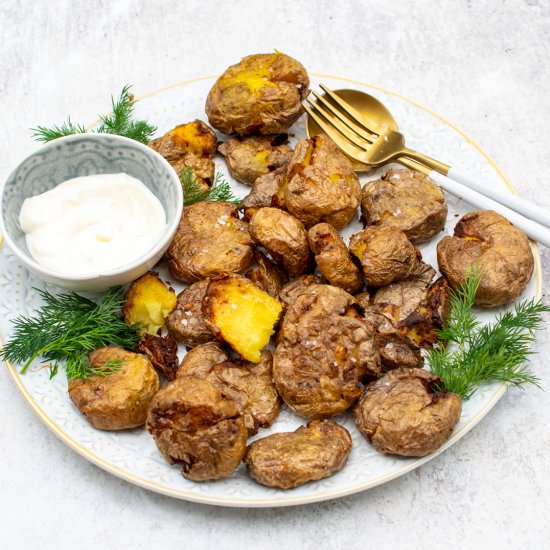 Air fryer smashed potatoes - Recipe photo by theflexitarian