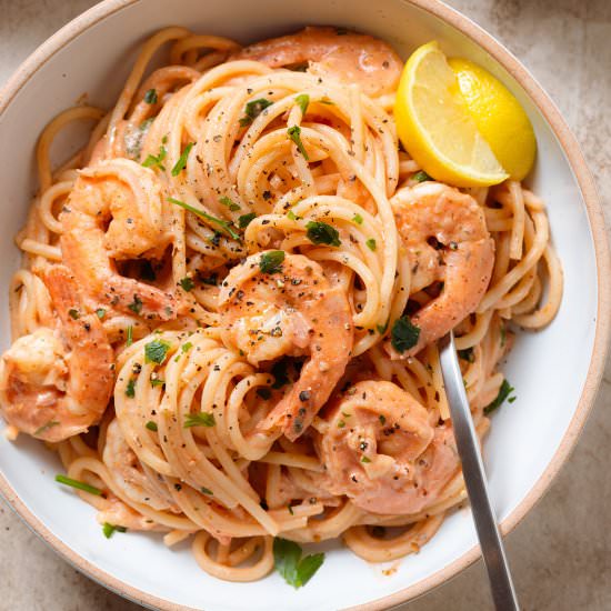 Tomato Shrimp Pasta - Recipe photo by thehealthfulideas