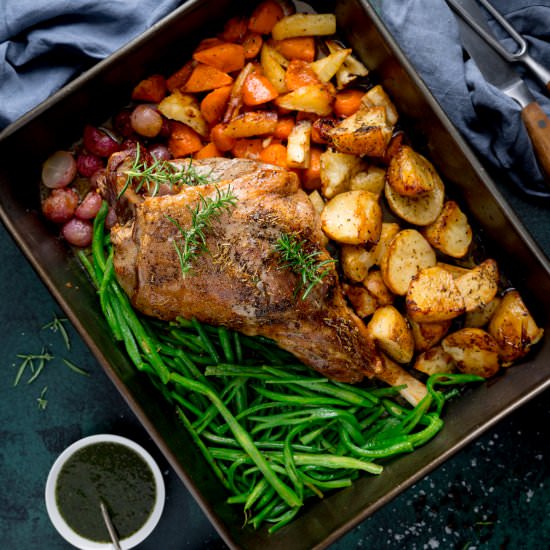 One Pan Roast Leg Of Lamb - Recipe photo by KitchenSanctuary