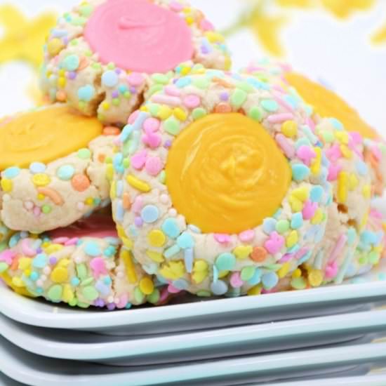 Spring and Easter Thumbprint Cookie - Recipe photo by Skinny Sweets