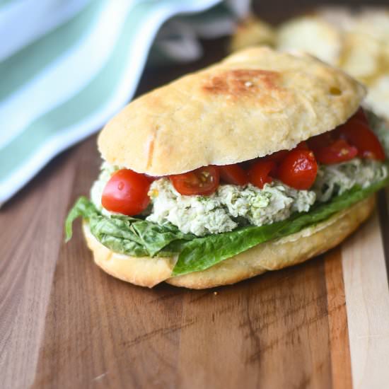 Homemade Pesto Chicken Sandwich - Recipe photo by Feed Your Soul