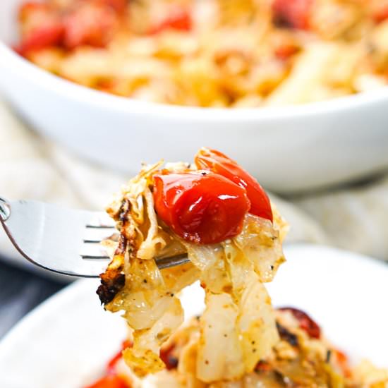 Keto Cabbage Noodles and Baked Feta - Recipe photo by MyLifeCookbook