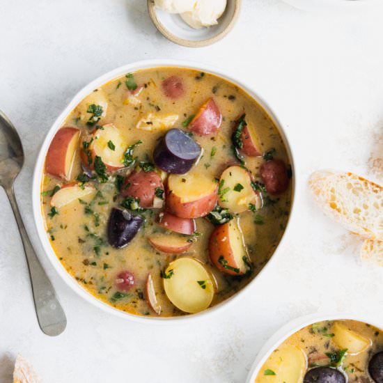 Vegan Potato Kale Soup - Recipe photo by Chef Ani