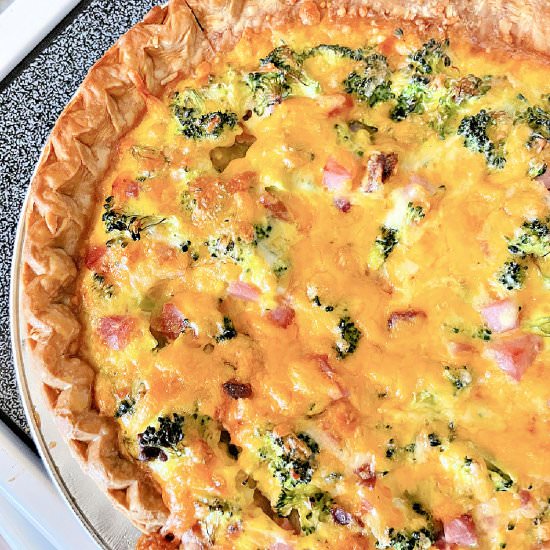 Ham and Broccoli Cheddar Quiche - Recipe photo by oursunnylives