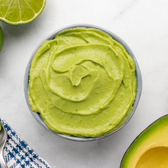 Vegan Avocado Crema - Recipe photo by Three Little Chickpeas