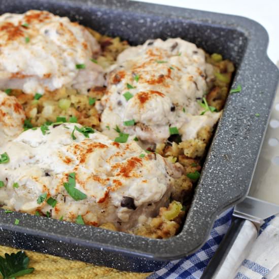Easy Pork Chops and Stuffing Bake - Recipe photo by ReneesKitchenAdventures