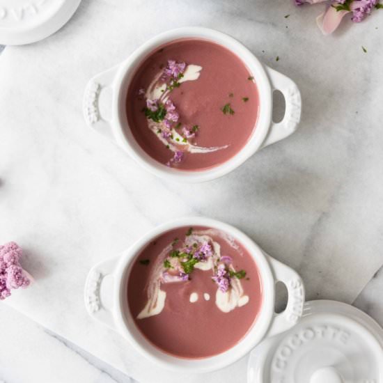 Purple Cauliflower Soup - Recipe photo by Chef Ani