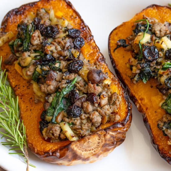 Sausage Stuffed Butternut - Recipe photo by GiangisKitchen