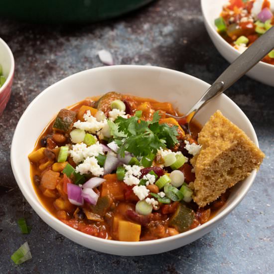Smoky Vegetarian Chili With Beans - Recipe photo by Parsley and Parm