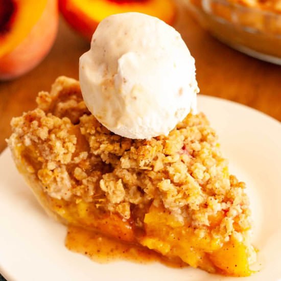 Crumble Top Peach Pie - Recipe photo by PastryWishes