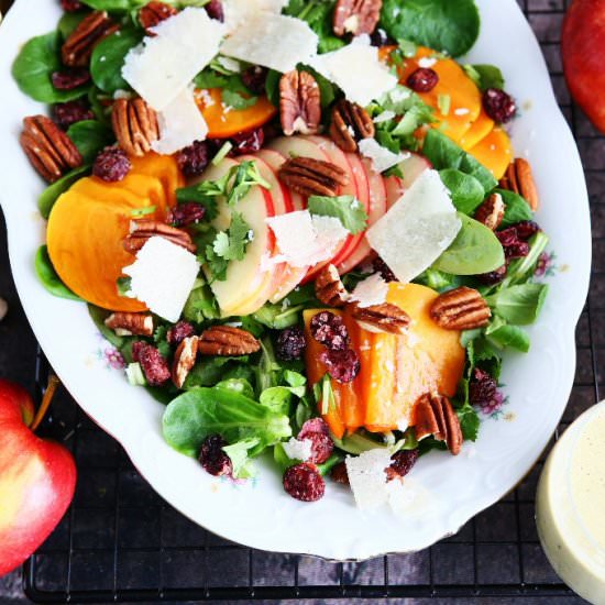 Persimmon Salad with Pistachio Vina - Recipe photo by angiesrecipes