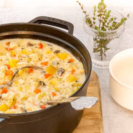 Creamy Chicken Artichoke Soup - Recipe photo by seasonedkitchen