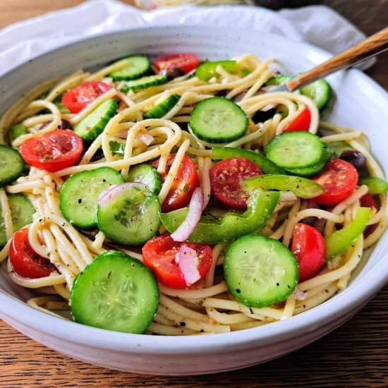 Cold Spaghetti Salad - Recipe photo by My Homemade Roots
