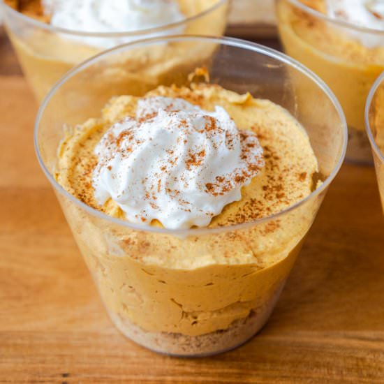 Easy No-Bake Pumpkin Pie Cups - Recipe photo by bykelseysmith
