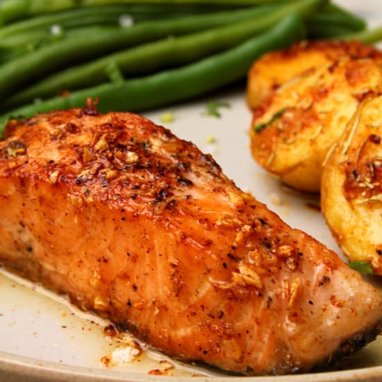 Salmon with Butter Garlic Sauce - Recipe photo by Paromita Mandal