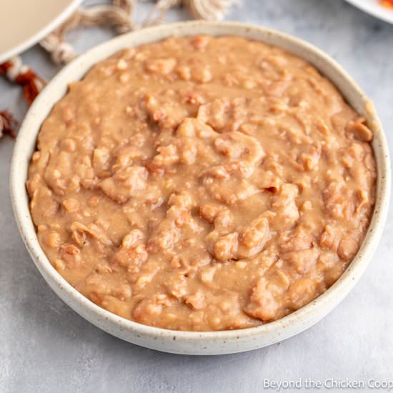 Easy Refried Beans - Recipe photo by BeyondtheCoop