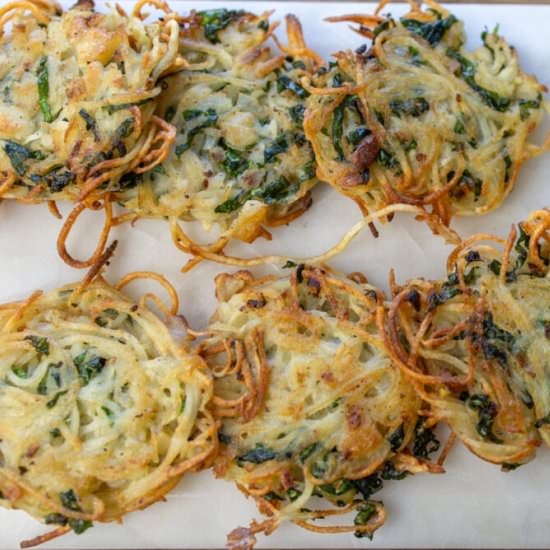 Karen’s Lacy Garlic Latkes - Recipe photo by a zest for life