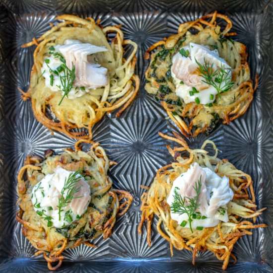 Lacy Latkes with Trout & Goat Cheese - Recipe photo by a zest for life