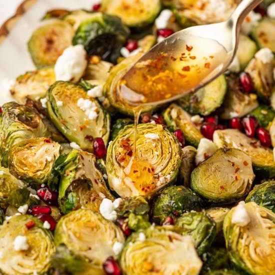 Hot Honey Brussel Sprouts - Recipe photo by Abi Thiya