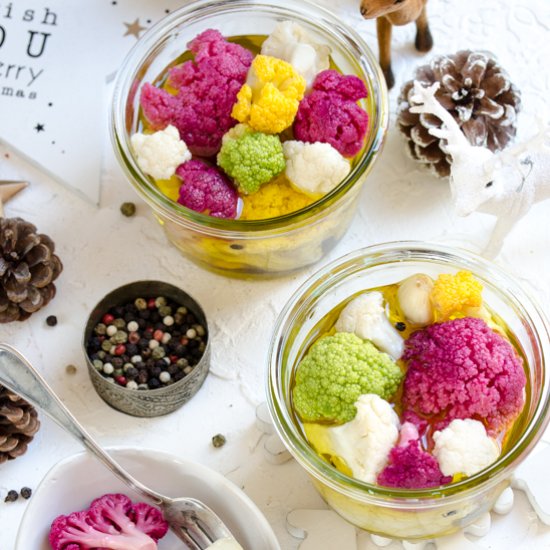 Colorful Cauliflowers in a Jar - Recipe photo by Fugassaecaffe