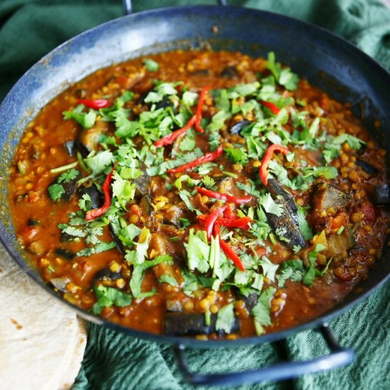 Aubergine Dhansak - Recipe photo by angiesrecipes