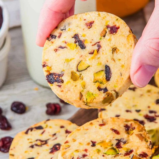 Cranberry Orange Shortbread Cookies - Recipe photo by Running to the Kitchen