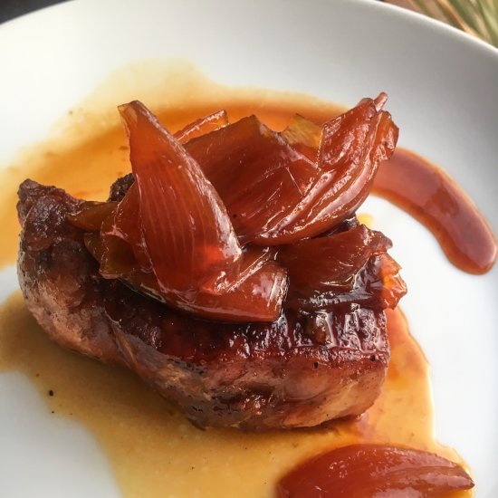 Caramelized Shallots with NY Steak - Recipe photo by GiangisKitchen