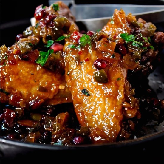 Balsamic Pomegranate Chicken Wings - Recipe photo by Woman And The Whisk