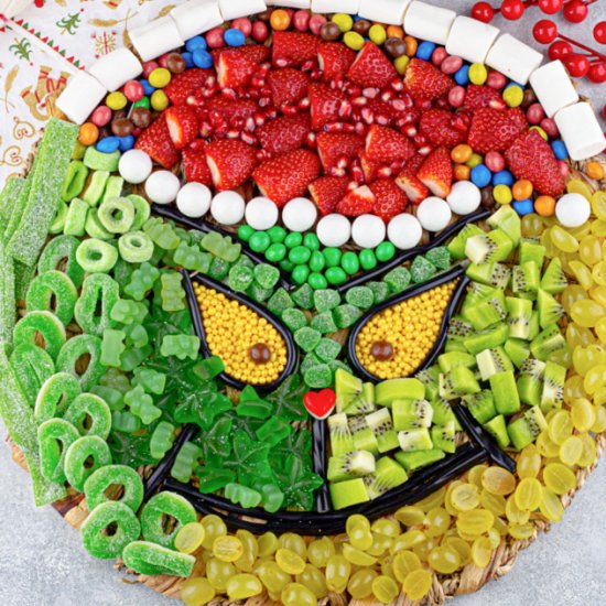 Grinch Candy Board - Recipe photo by Skinny Sweets