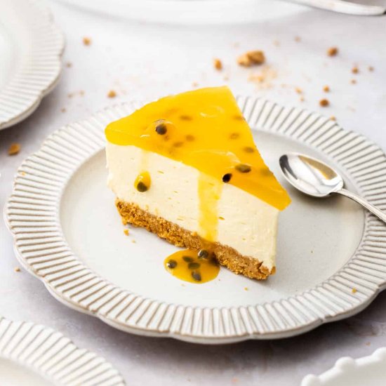 No Bake Passionfruit Cheesecake - Recipe photo by sugarsaltmagic