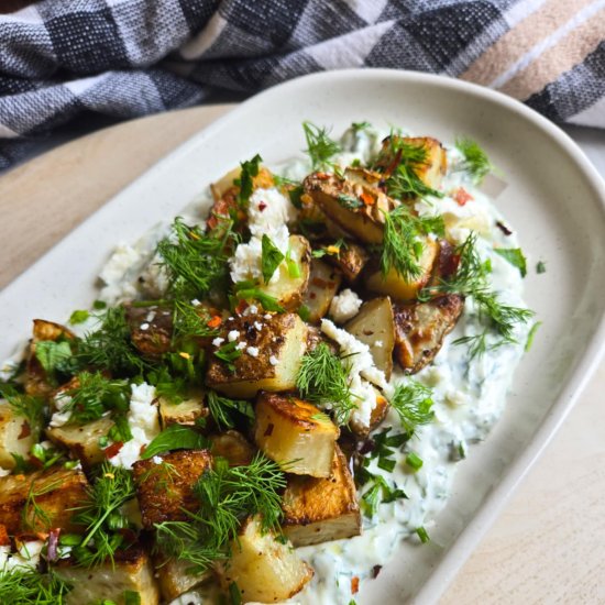 Crispy Tater Tzatziki Plate - Recipe photo by HappyVeg1986