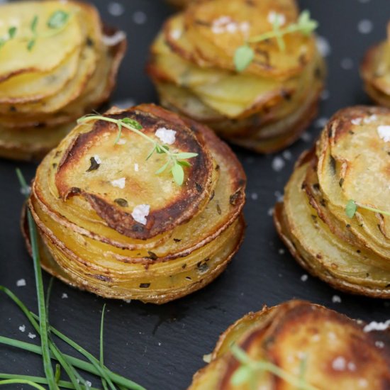 Crispy Herb Potato Stacks - Recipe photo by Man Meets Oven