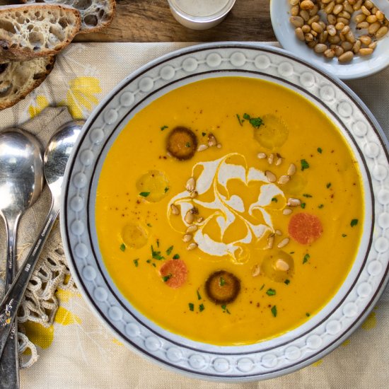 Carrot & Pine Nut Soup - Recipe photo by a zest for life