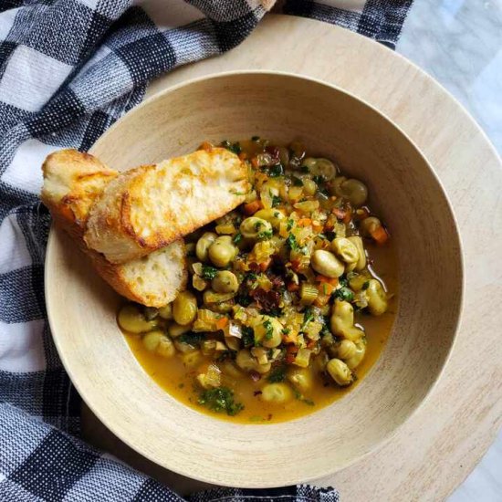 Brothy Broad Beans - Recipe photo by HappyVeg1986