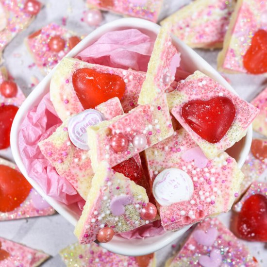 White Chocolate Valentine's Bark - Recipe photo by bastecutfold