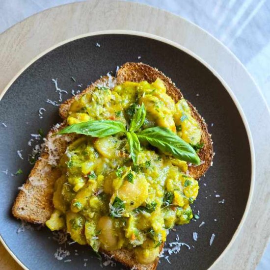 Pesto Butter Bean Skillet - Recipe photo by HappyVeg1986