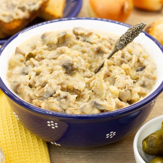 Lard with meat and mushrooms - Recipe photo by mecooks.com