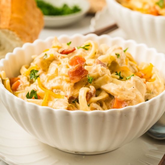 Creamy Crack Chicken Noodle Soup - Recipe photo by Grits and Pinecones