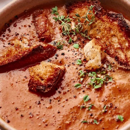 Roasted Tomato Soup Recipe - Recipe photo by SplashofTaste
