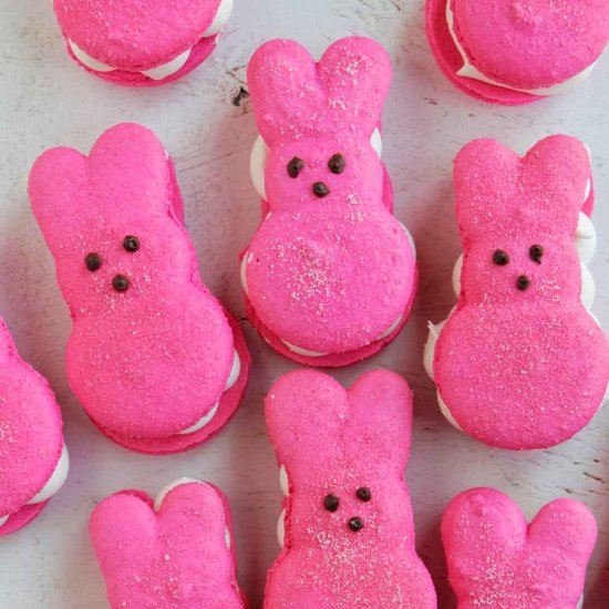Bunny Peeps Marshmallow Macarons - Recipe photo by homebodyeats