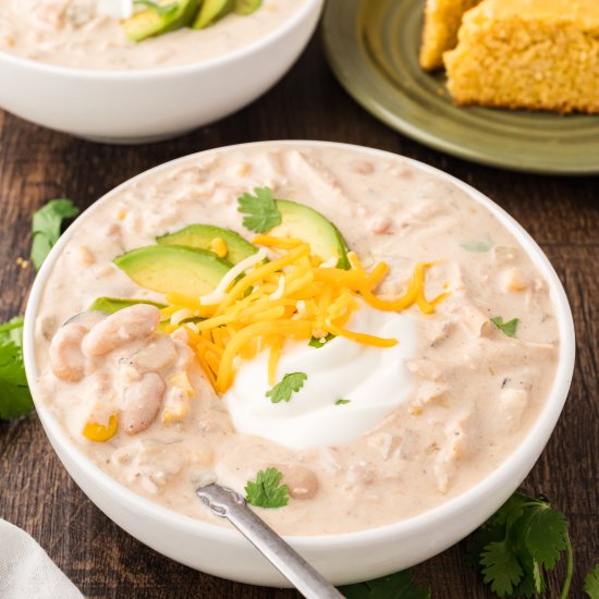 Crock Pot White Chicken Chili - Recipe photo by Tessies Table