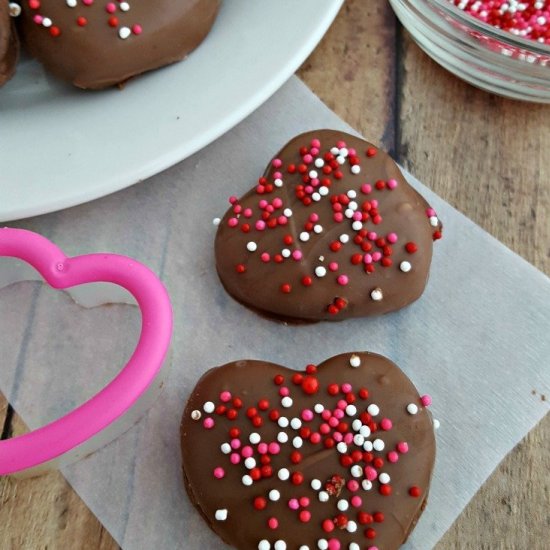 No Bake Chocolate Cookie Dough Hearts - Recipe photo by WhenIsDinner