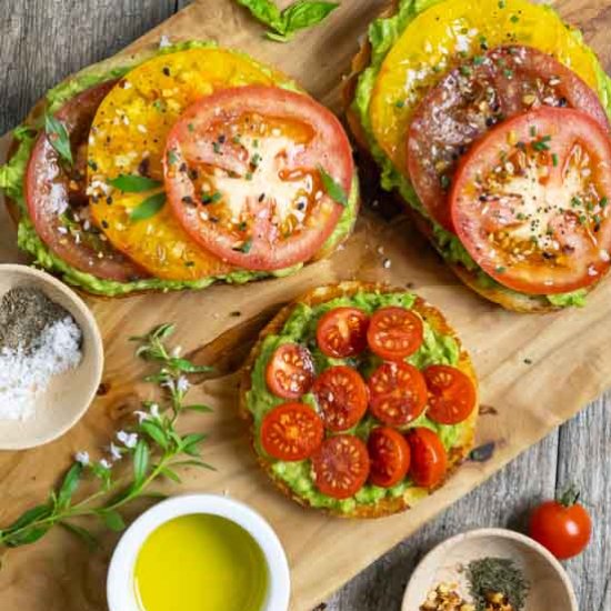 Avocado Toast with Tomato - Recipe photo by Rad Foodie