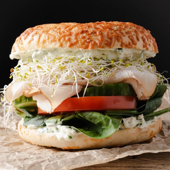 The Ultimate Turkey Bagel Sandwich - Recipe photo by mandiofthemountains