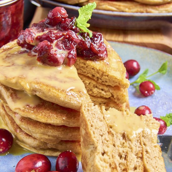 Sourdough Buttermilk Protein Pancakes - Recipe photo by ForThePleasureOfEating