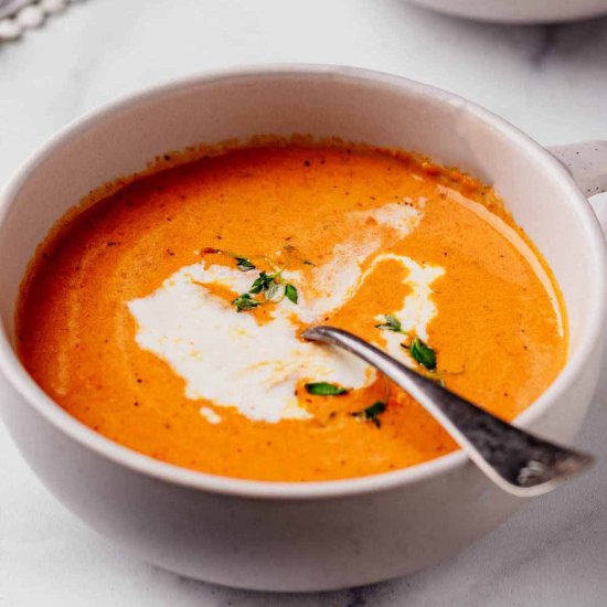 Roasted Red Pepper and Gouda Soup - Recipe photo by HeavenlyHomeCooking