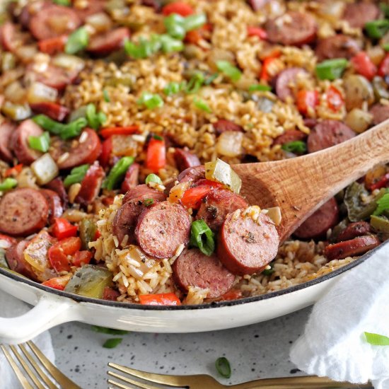One Pan Cheesy Rice and Sausage - Recipe photo by Ereese