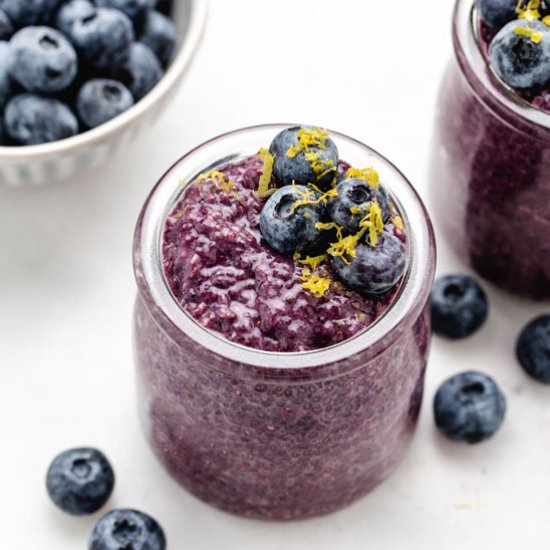 Blueberry Lemon Chia Pudding - Recipe photo by Three Little Chickpeas