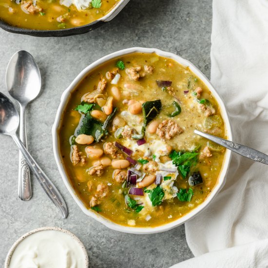 White Turkey Poblano Chili - Recipe photo by chelseajoyeats