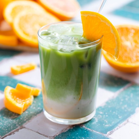 Iced Orange Matcha Latte - Recipe photo by thehealthfulideas